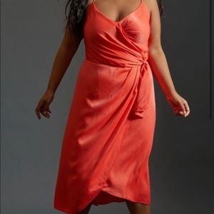 Beautiful coral Anthropologie slip dress